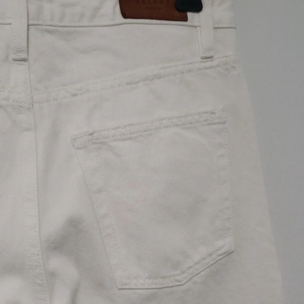 Sezane 1967 ecru denim high rise straight leg pants - Picture 8 of 16